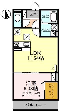 ルピナス(1LDK/1階)の間取り写真