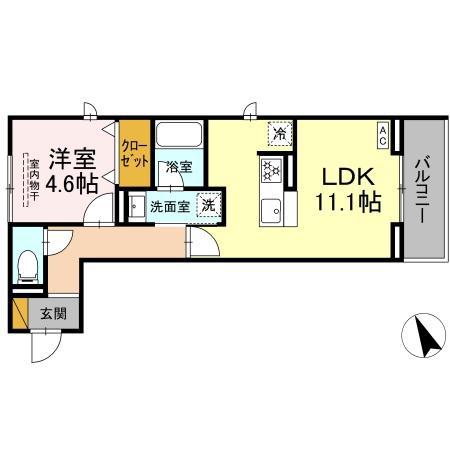 ハスクバーナ江戸川台 ダイワハウスD-ROOM(1LDK/3階)の間取り写真