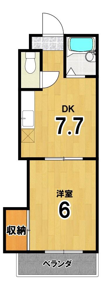 パパス永楽(1DK/2階)の間取り写真