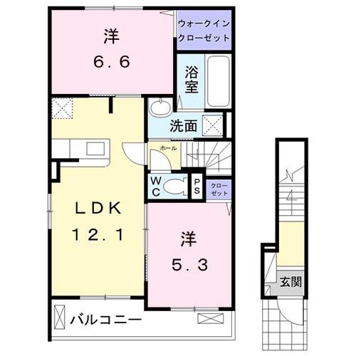 ベル アルモニー(2LDK/2階)の間取り写真