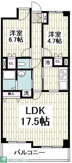 クレール矢沢(2LDK/7階)の間取り写真
