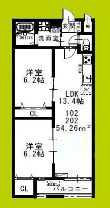 BJ.DA.VINCI(2LDK/2階)の間取り写真