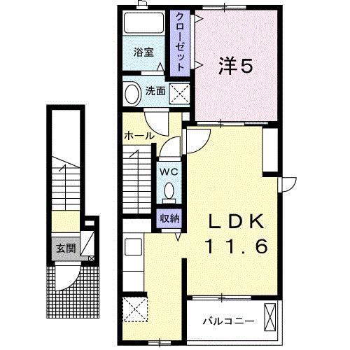 LA LUCE(1LDK/2階)の間取り写真