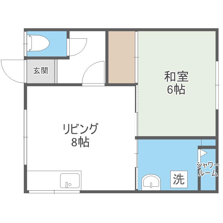 眞鶴荘(1LDK/2階)の間取り写真