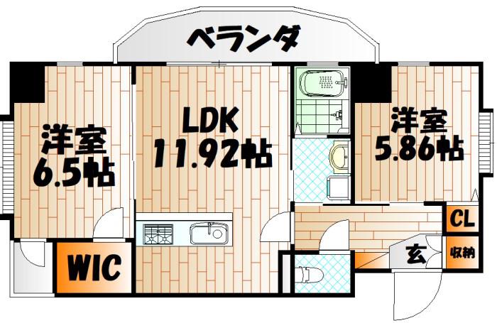 サンシャインII(2LDK/5階)の間取り写真