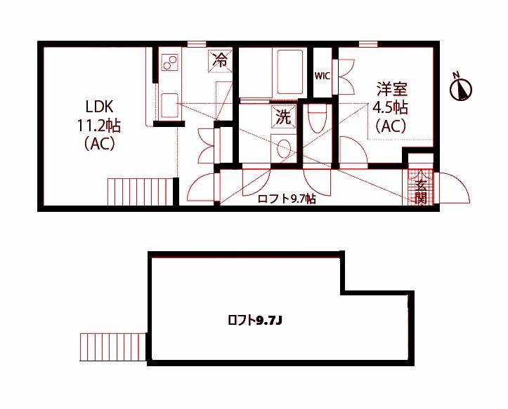 プリマ小机(1LDK/2階)の間取り写真