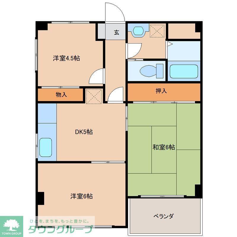 アンソレイエ松戸(3DK/1階)の間取り写真