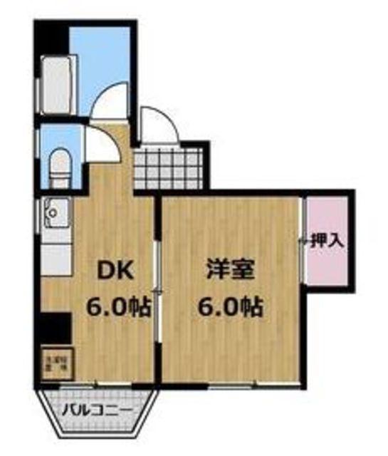 石神井マンション(1DK/6階)の間取り写真