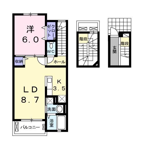 モデッサ東川口(1LDK/3階)の間取り写真