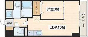 LUANA・AIR・RESIDENCE錦町(1LDK/6階)の間取り写真