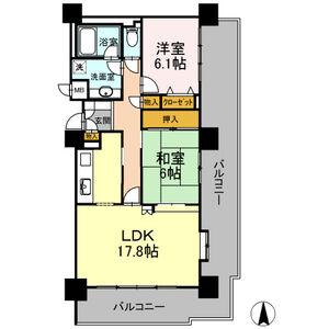 ロイヤルシャトー白壁(2LDK/9階)の間取り写真