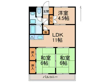 グリーンヒル(3LDK/3階)の間取り写真