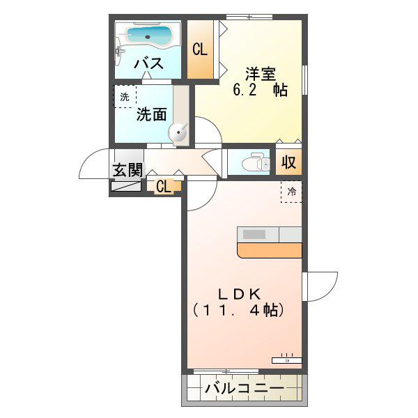 ニューロイヤル(1LDK/1階)の間取り写真