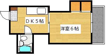コーポ福島(1DK/3階)の間取り写真