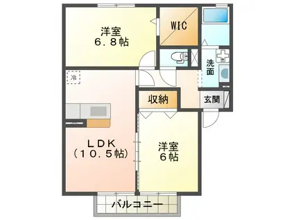 ビルヌーヴC(2LDK/2階)の間取り写真