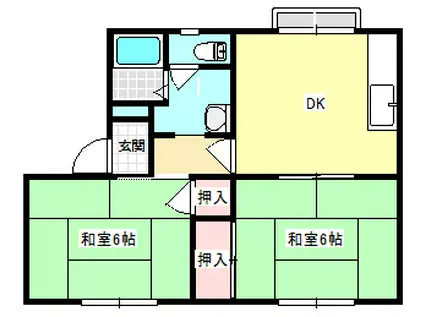 コーポラス輝 II棟(2DK/2階)の間取り写真