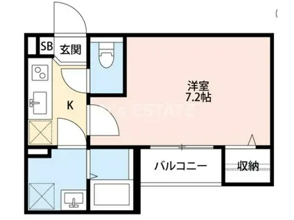 オ―サムハウス長田(1K/2階)の間取り写真