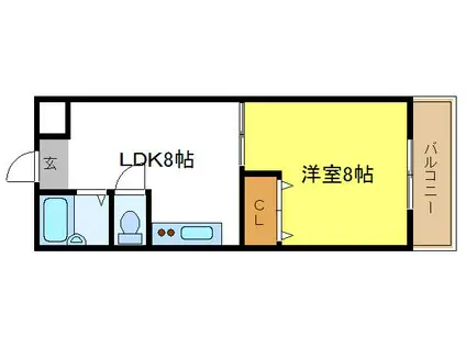 エクスペリエンス(1DK/3階)の間取り写真