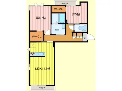 EVリゾート(2LDK/2階)の間取り写真