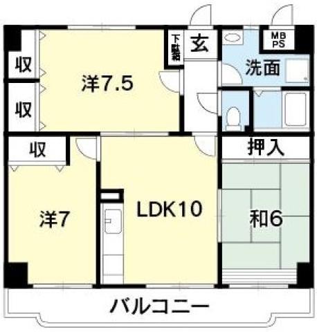 サンライズアベニュー(3LDK/2階)の間取り写真