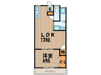 JEWEL1番館(1LDK/2階)の間取り写真