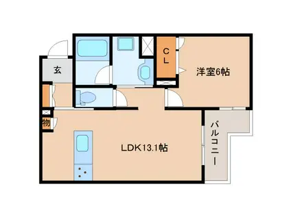 レネクリッカ西大寺III(1LDK/3階)の間取り写真