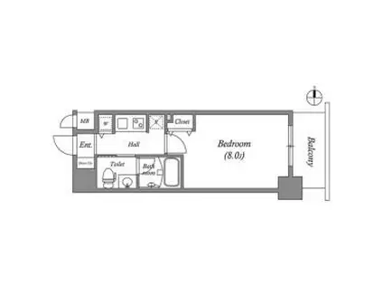 ISM谷町六丁目(1K/11階)の間取り写真