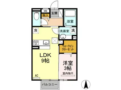 ロイジェントパークス広野 B(1LDK/1階)の間取り写真