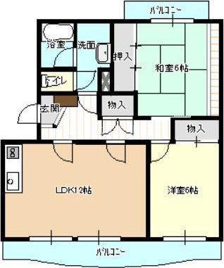 パレス和合(2LDK/3階)の間取り写真