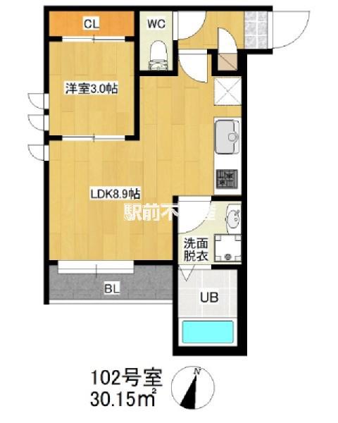 GRANDTIC L春日原(1LDK/1階)の間取り写真