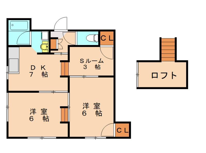 スカイライフ多々良S棟(2SDK/1階)の間取り写真