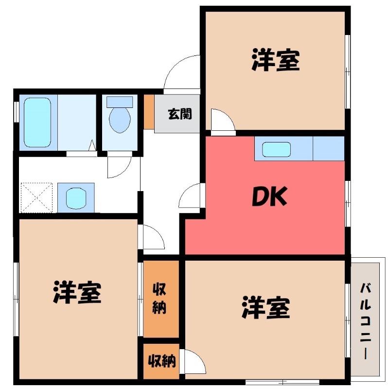 アネックス(3DK/2階)の間取り写真