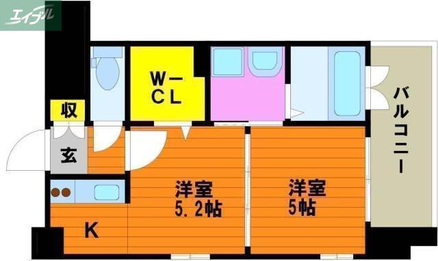 GREENTRAILPARK NISHIGAWA(2K/3階)の間取り写真
