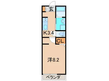FELICITY FUKUSHIMA(1K/2階)の間取り写真