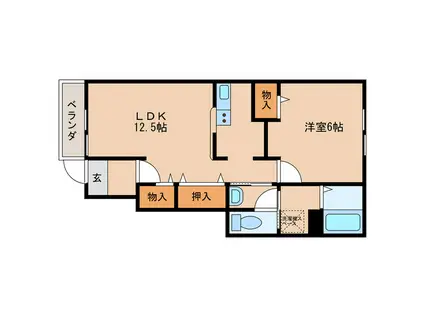 ミニョン・ユキ(1LDK/1階)の間取り写真