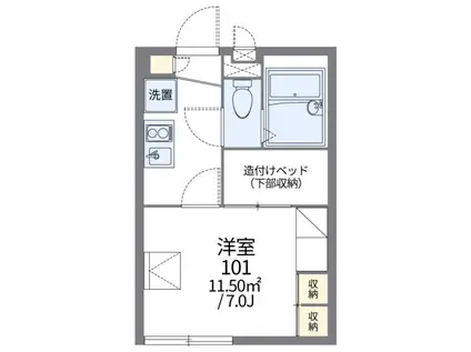 レオパレス牛田南(1K/1階)の間取り写真