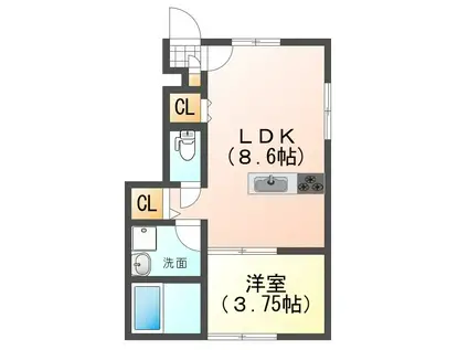 LUNA BIANCA TAKAGI (1LDK/1階)の間取り写真