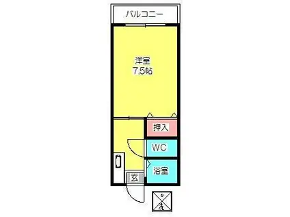 ファーストインサンヴェールIV(1K/3階)の間取り写真