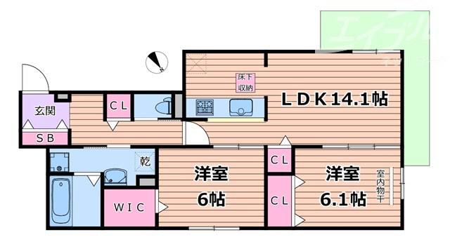 D-レジデンス豊里(2LDK/1階)の間取り写真