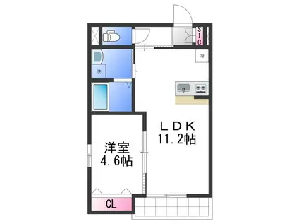 ARCAりんくうII(1LDK/2階)の間取り写真