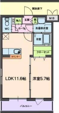 ジュリアーノII(1LDK/3階)の間取り写真