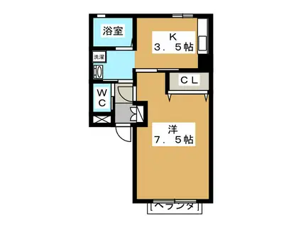 ハイム西長野(1K/2階)の間取り写真