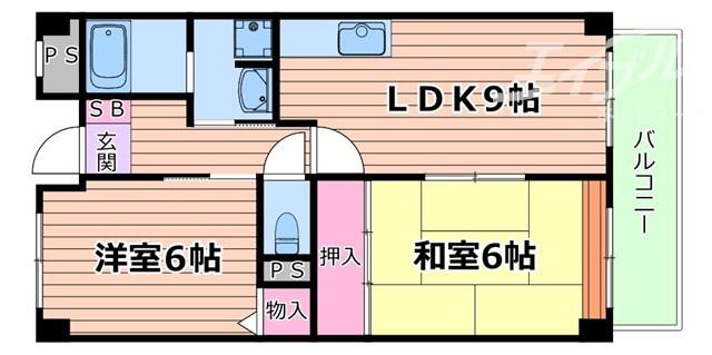 YSハイム(2DK/2階)の間取り写真