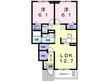 ハマナスI(2LDK/1階)の間取り写真