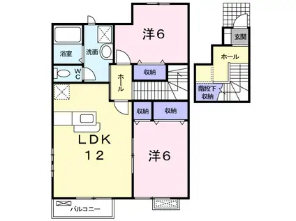 ヴェルドミールB(2LDK/2階)の間取り写真