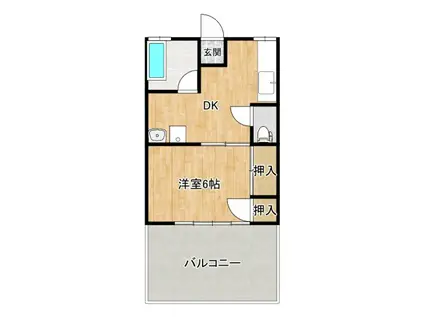 リバース(1DK/2階)の間取り写真