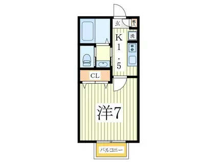 川辺の朝とエスプレッソ(1K/1階)の間取り写真