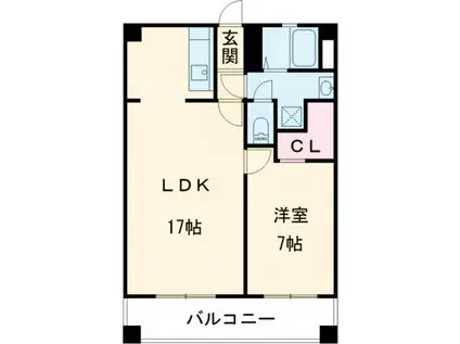 COZY三ヶ森A棟(1LDK/2階)の間取り写真