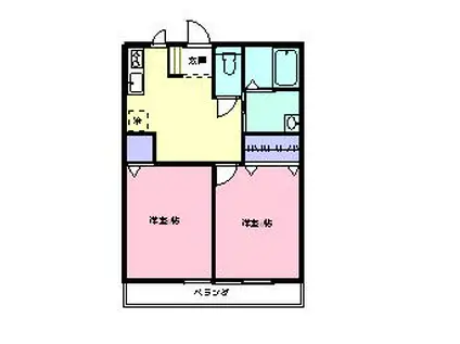 ウインヒルズ B棟(2DK/2階)の間取り写真