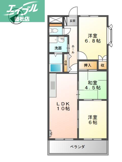 ルナ・アルカディア貳番館(3LDK/1階)の間取り写真